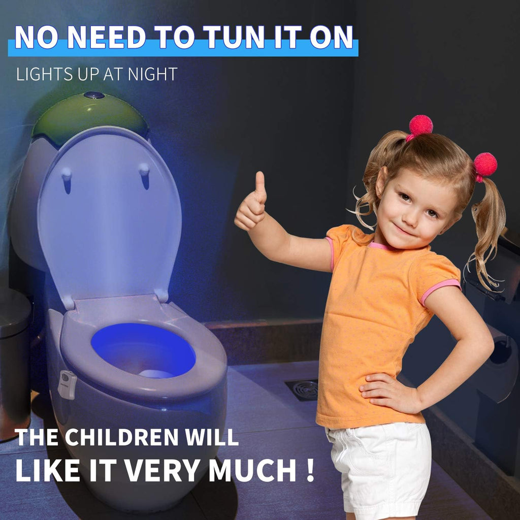 Toilet Night Light, Toilet Bowl Light, Motion Sensor Activated LED Night Light, 8-Color Light up for Bathroom Decor, Kids Bathroom Set…