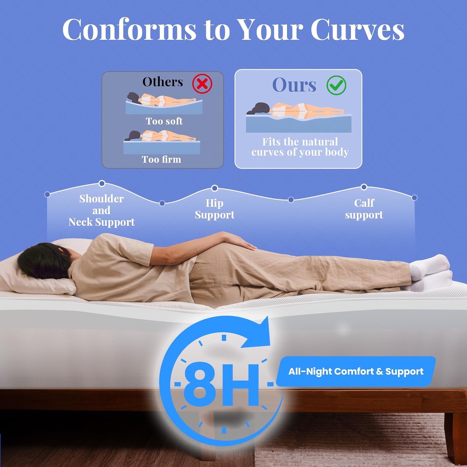 OhGeni Cooling 4 inch Dual Layer Twin XL Mattress Topper 2 Pack for College Dorm Room Essentials, 2 inch Gel Memory Foam, 2 inch Down…