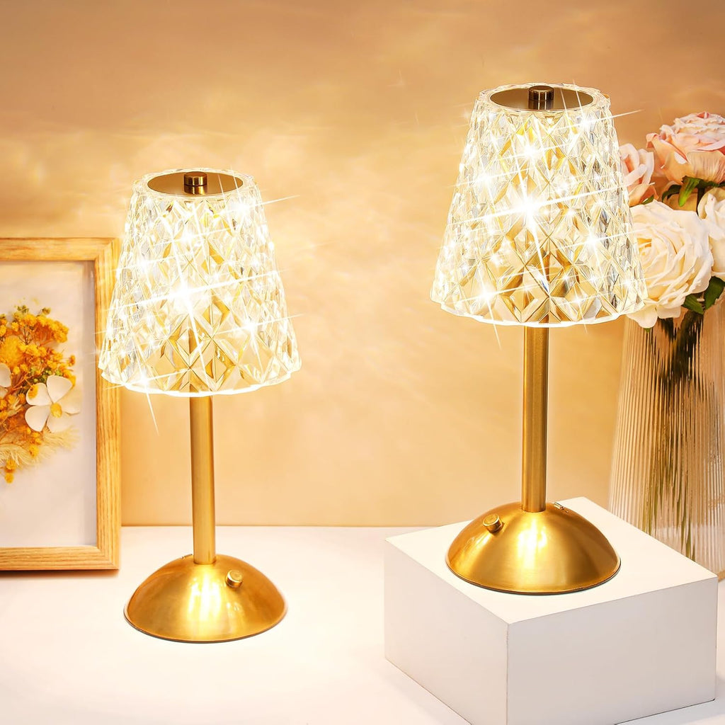 Liliful 2 Pcs Cordless Table Lamp Rechargeable Touch LED Small Gold Portable Battery Operated USB-c Desk Lamp 3 Color Dimmable for…