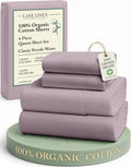 LaneLinen LANE LINEN Queen Size Sheets Set, 100% Organic Cotton Sheet Set, 4 Pc Queen Sheets, Percale Weave, Breathable Hotel Quality Queen…