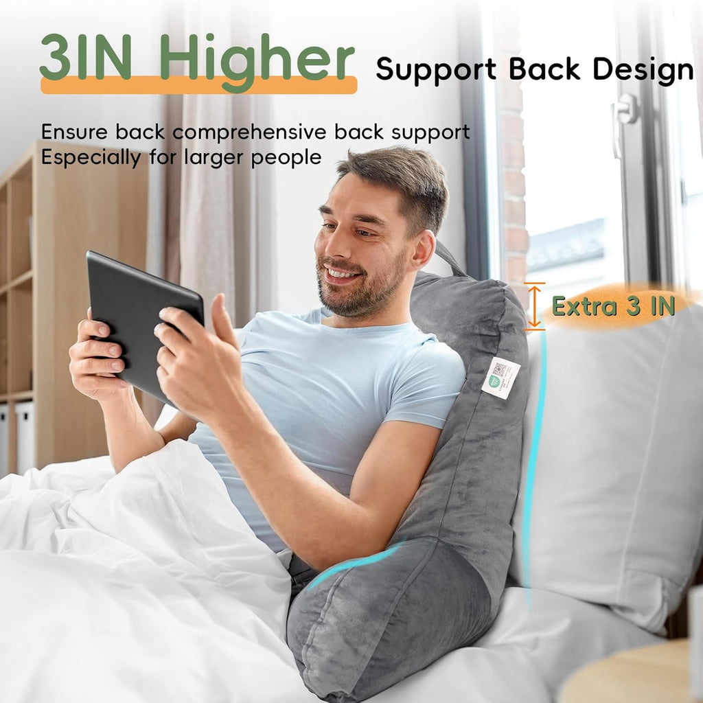 Rokdukbedding ROKDUK Back Support Pillow for Bed Sitting Up, Shredded Memory Foam Backrest Pillows with Arms Arm Rest Pillow for Reading in…
