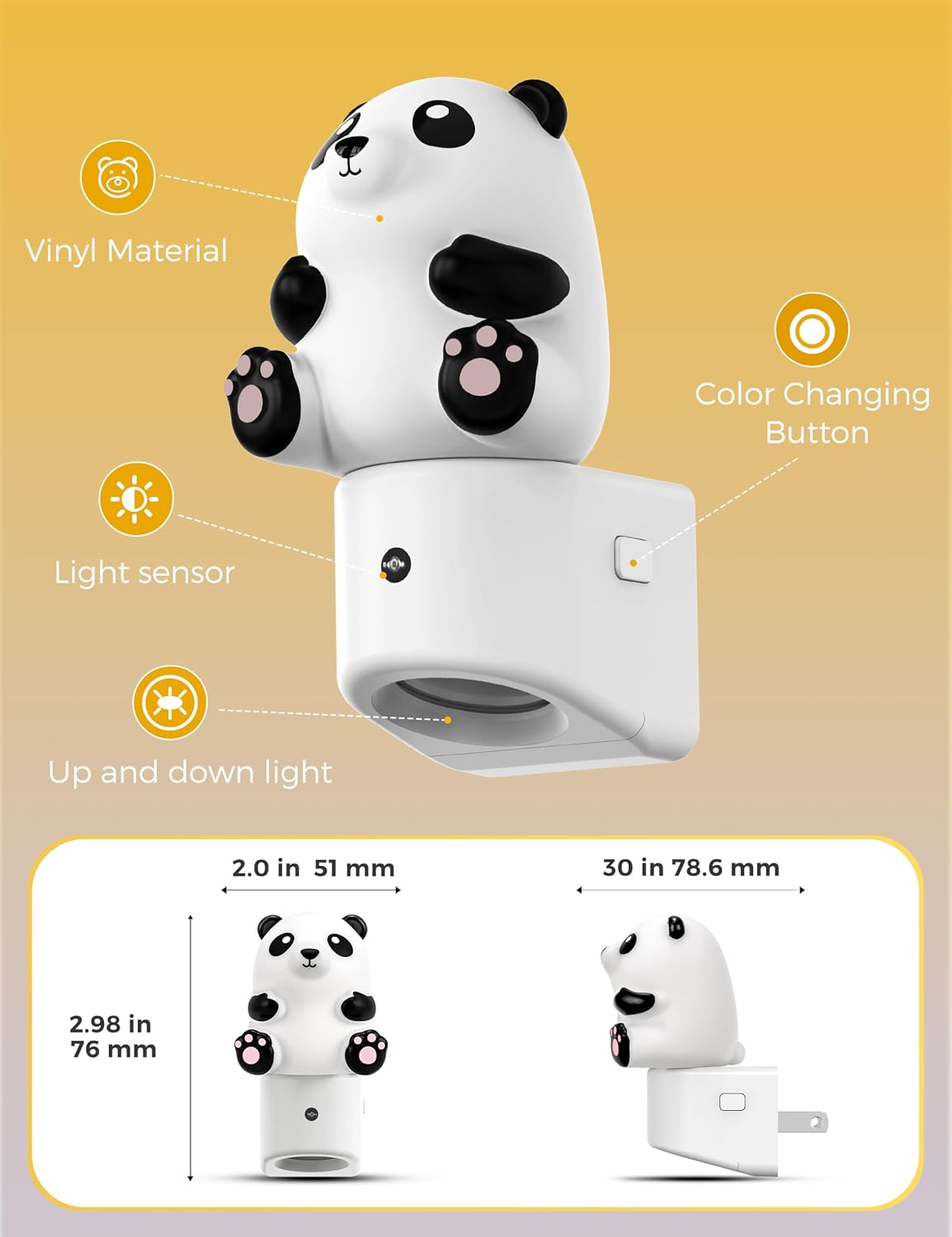 L LOHAS LED Night Light for Kids, 3D Panda Night Light Plug in, Dusk to Dawn Nursery Night Lights, RGB+Soft White 3000K, 3 Lighting…