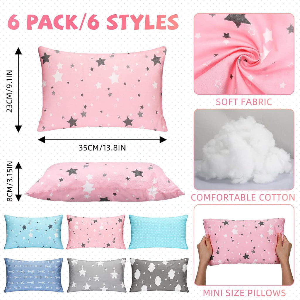 Kigley 6 Pack 12 Pack Mini Pillows for Daycare, Travel, Nap, Small Soft Breathable Machine Washable Sleeping Pillows for Pet Dog