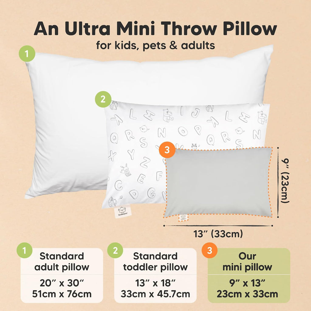 Mini Toddler Pillow with Pillowcase - 9x13 My Little Dreamy Travel Kids Pillow for Sleeping, Toddler Bed, Small, Tiny, Organic Cotton…