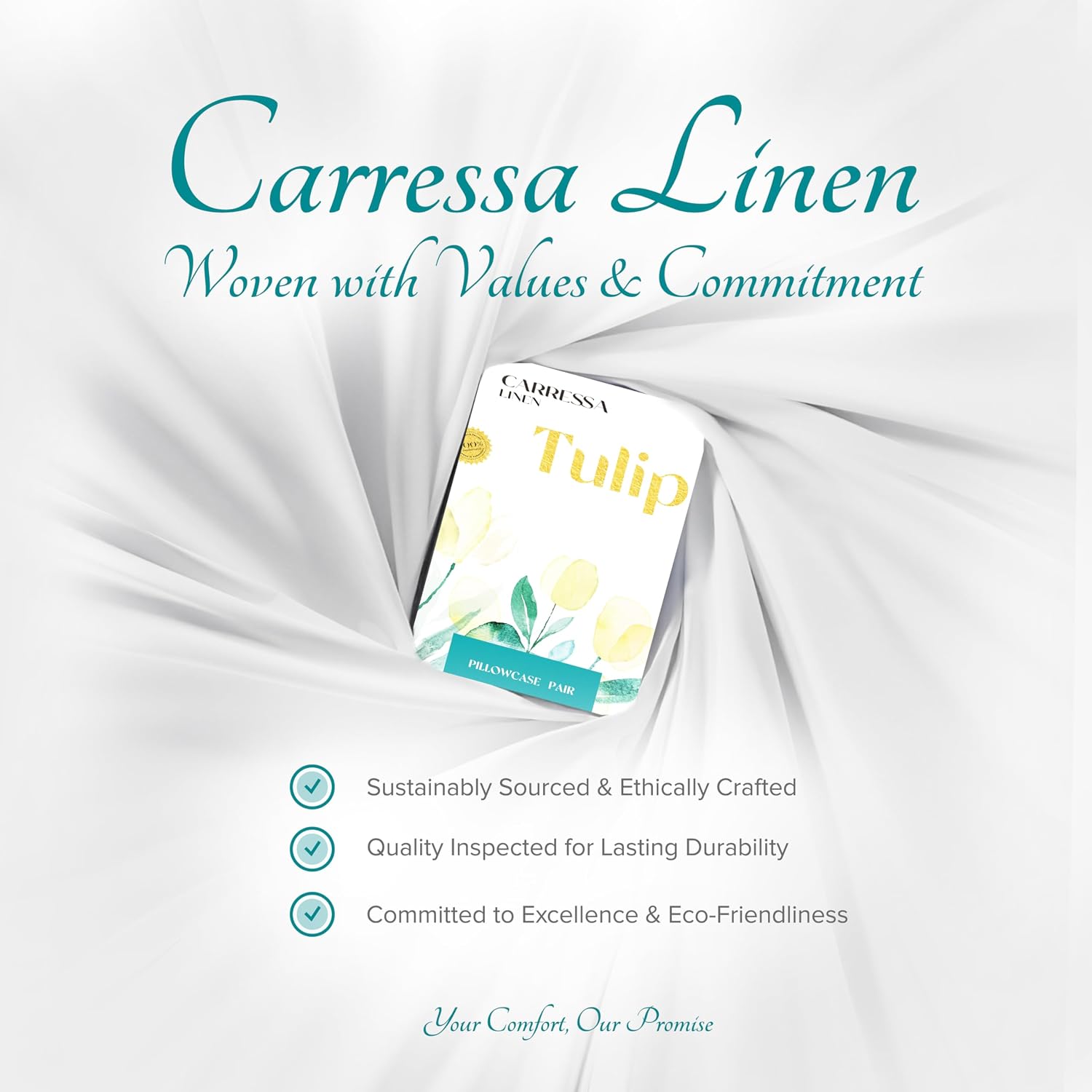 Carressa Linen Luxury Egyptian Cotton King Pillow Cases Set of 2-800 Series Tulips Collection Pillowcases for Sleeping (Silver), Soft…