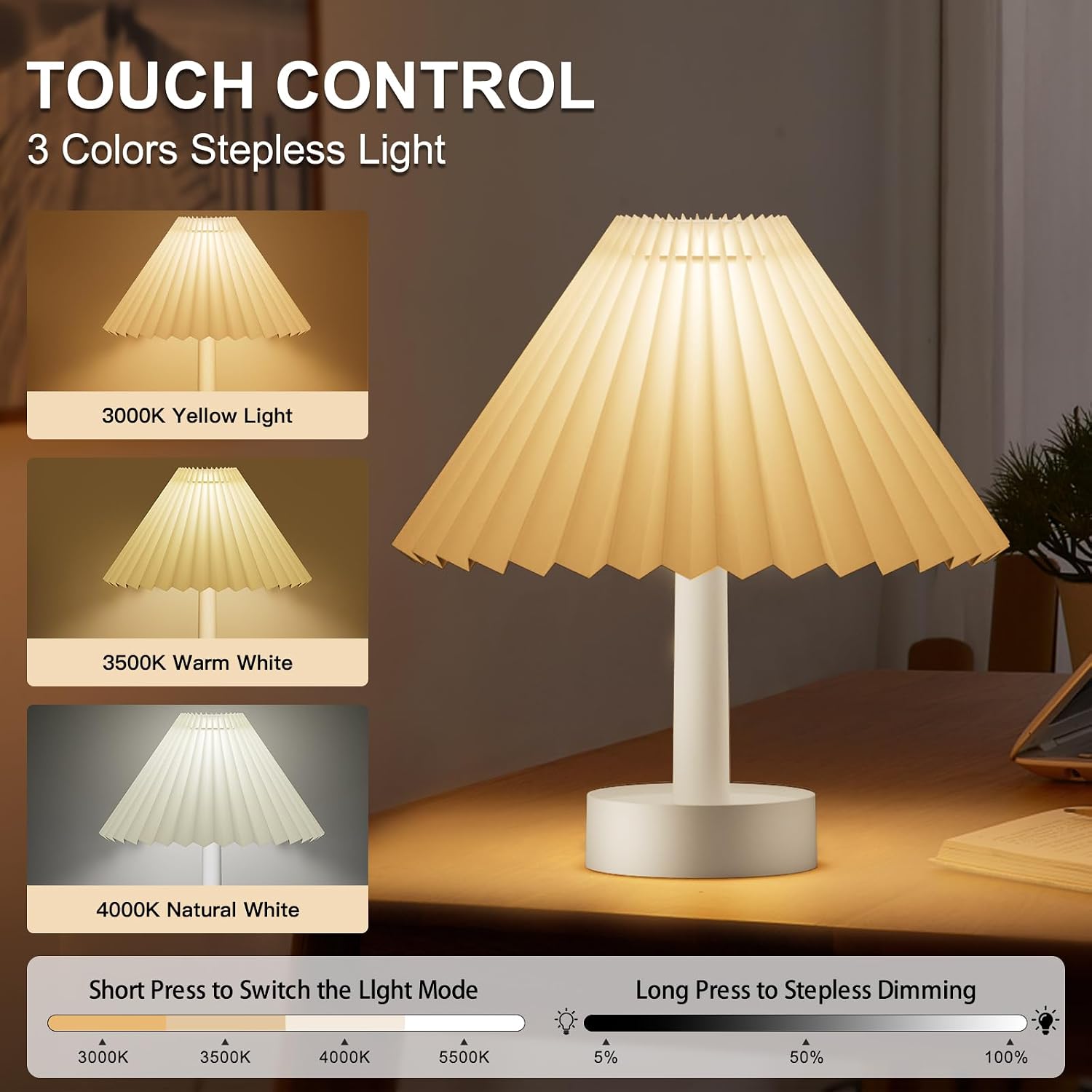 CuteDesignHighQuality LOVERUIS Night Light Rechargeable Lamps with 3 Dimmable Colors, Cordless Small Bedside Light for Dorm Room Bedroom De…