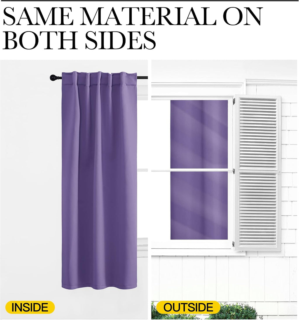 Nicetown Light Reducing Curtain Panels Window Draperies - (Lilac Purple Color) 52x84 inch, 2 Pieces, Insulating Room Darkening Drapes for B…