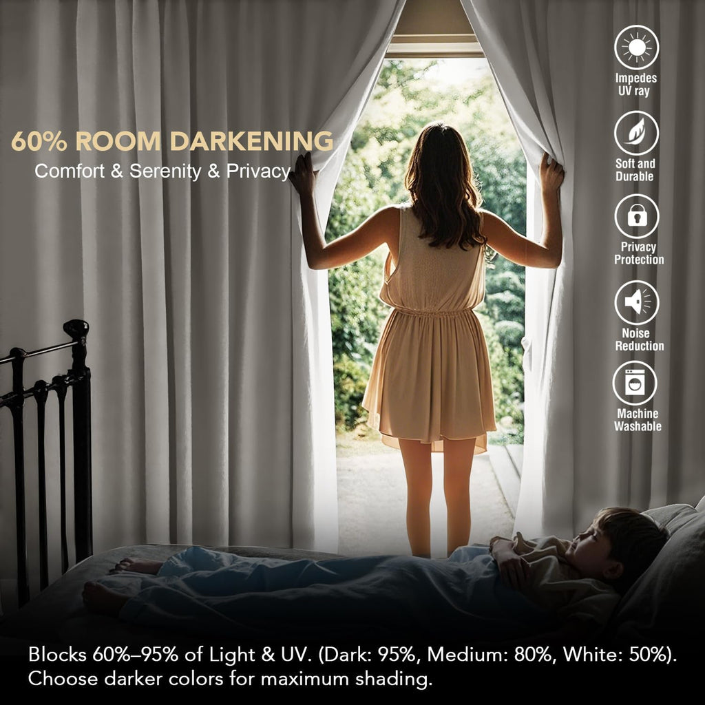 H.VERSAILTEX Light Reducing Curtains Thermal Insulated Window Treatment Panels Room Darkening Privacy Assured Drapes for Living…