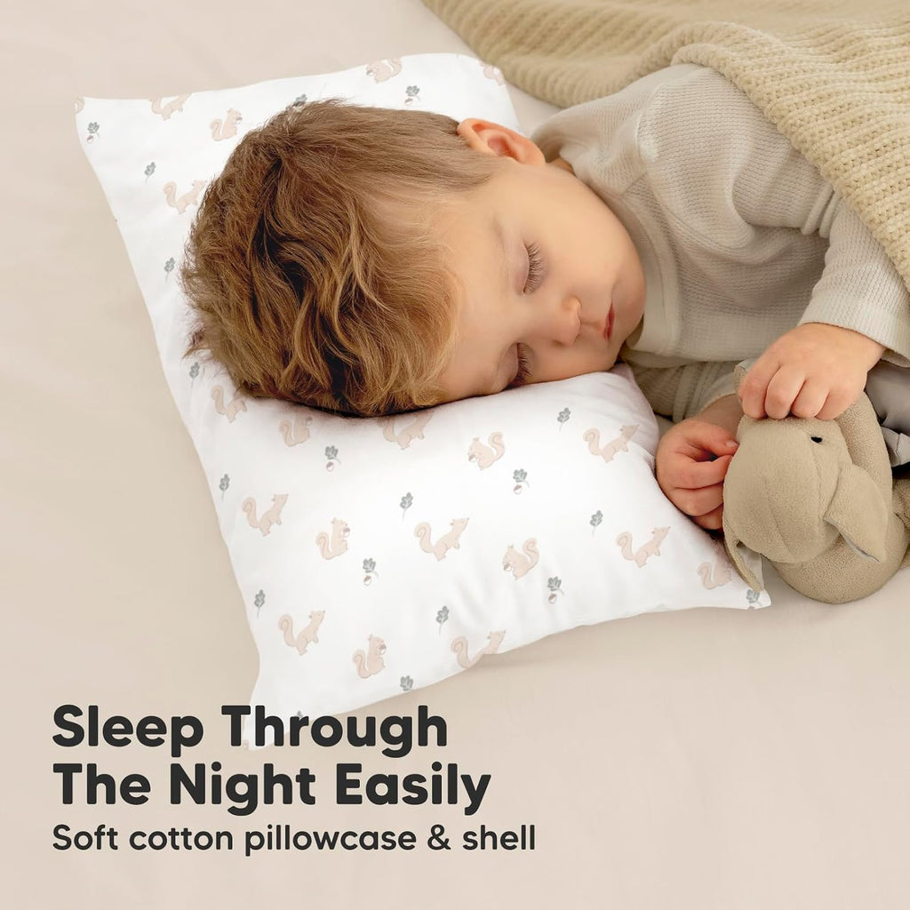 Toddler Pillow with Pillowcase - 10x18 My Little Dreamy Kids Travel Bed Pillows for Sleeping, Organic Cotton Small Pillowcase, Soft &…