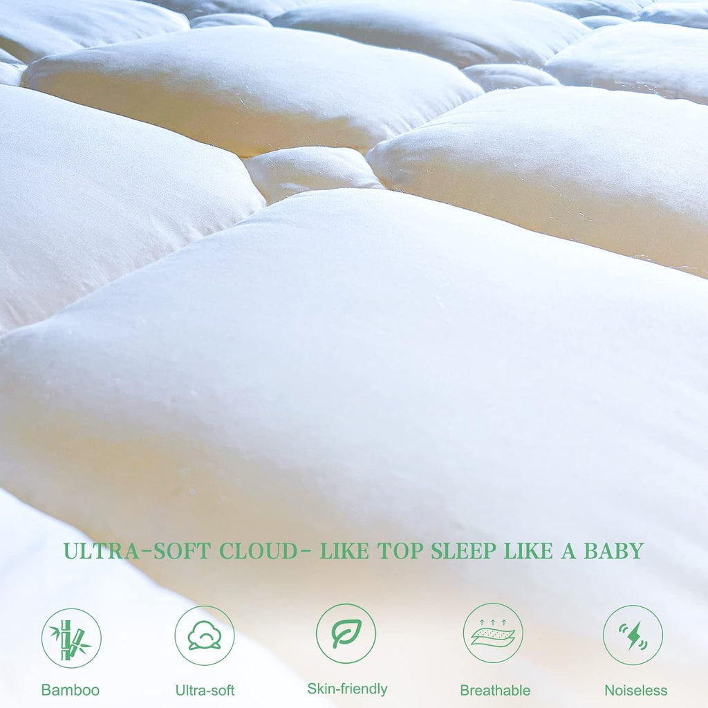 Unilibra King Size Mattress Pad Cooling Rayon from Bamboo, Quilted Fitted Mattress Protector Pillow Top Mattress Cover with Deep Pocket Up…