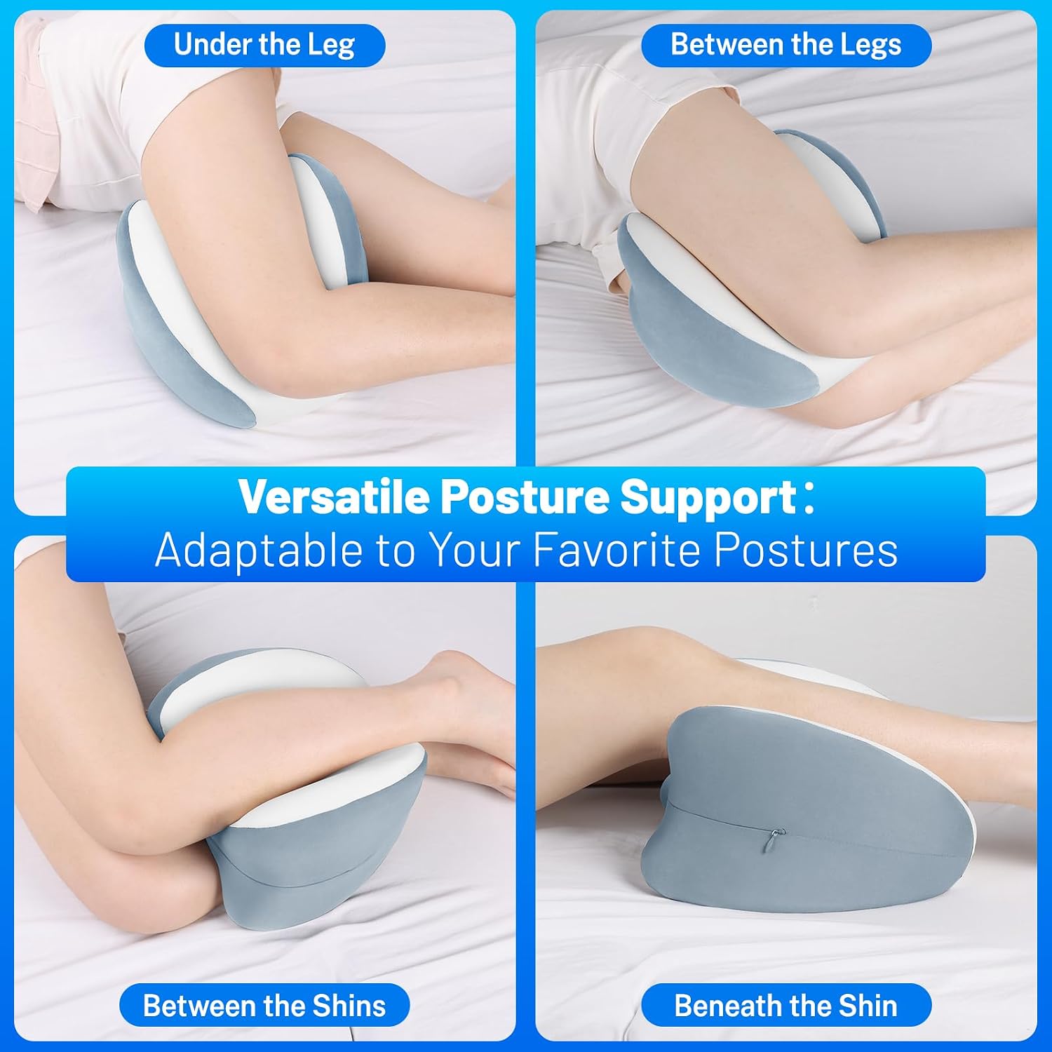 TranquilMoments Knee Pillow for Side Sleepers, Leg Pillow with Washable Cover, Memory Foam Leg Pillow for Side Sleeping, Heart-Shape…