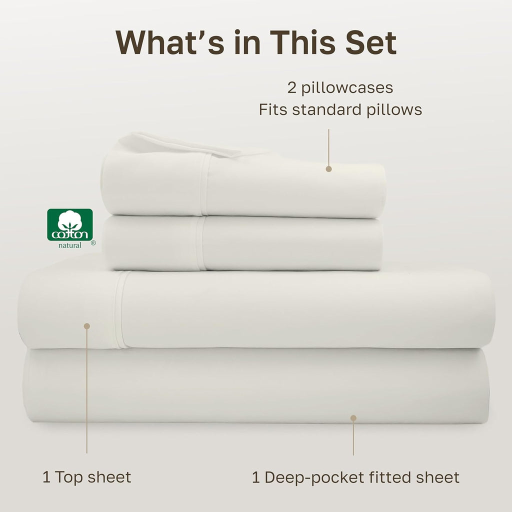 CaliforniaDesignDen California Design Den Soft 100% Cotton Full Sheet Set, 400 Thread Count Good Housekeeping Award Winner, Silky Sateen We…