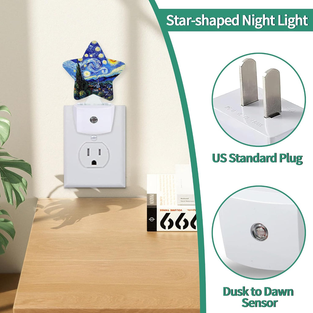 Abstract Oil Painting Star Night Light Plug in, Soft Glow Night Light for Kids Bedroom Nursery, Gentle Warm Light for Sleep, Compact Lamp…