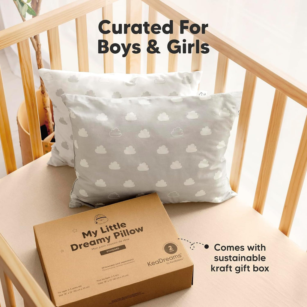 KeaBabies 2-Pack Toddler Pillows 2 Year Old to 5-13x18 Soft Organic Cotton Kids Pillow for Sleeping, Travel, School, Daycare, Nap…