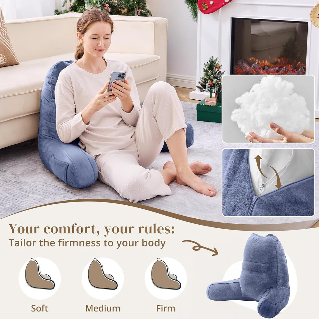 Sasttie Reading Pillow, Pillows for Reading or Relaxing – Ergonomic Support for Head, Neck, Back, and Lumbar, 21-Inch, Greyish Purple Grey