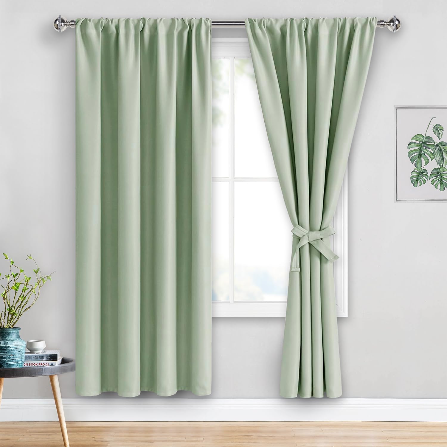 Jiuzhen Blackout Curtains for Bedroom– Thermal Insulated, Noise Reducing Room Darkening Rod Pocket Curtains for Living Room, Set of 2 Panels…