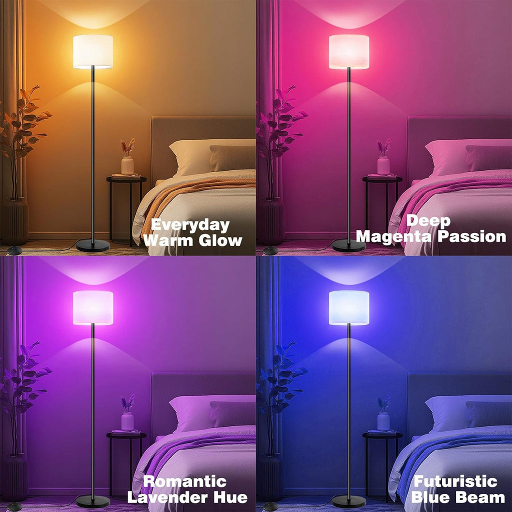 Smart Floor Lamp with APP & Remote Control - Dimmable RGB & White Light (3000K-6500K) for Living Room, Bedroom, Office - Modern Standing…