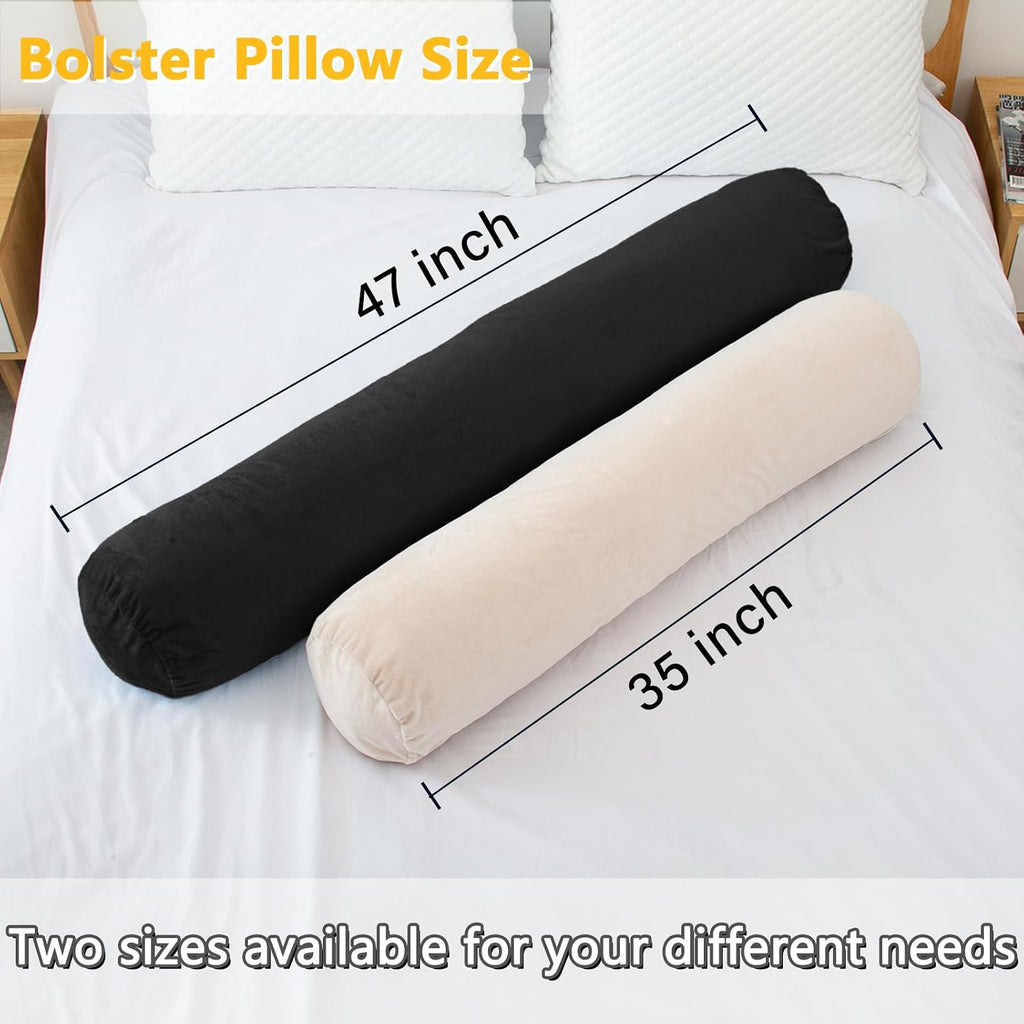 1 MIDDLE ONE Round Body Pillow for Adults, Long Bolster Pillow for Bed with Removable Velvet Cover, Decorative Tube Roll Cylinder Pillow…