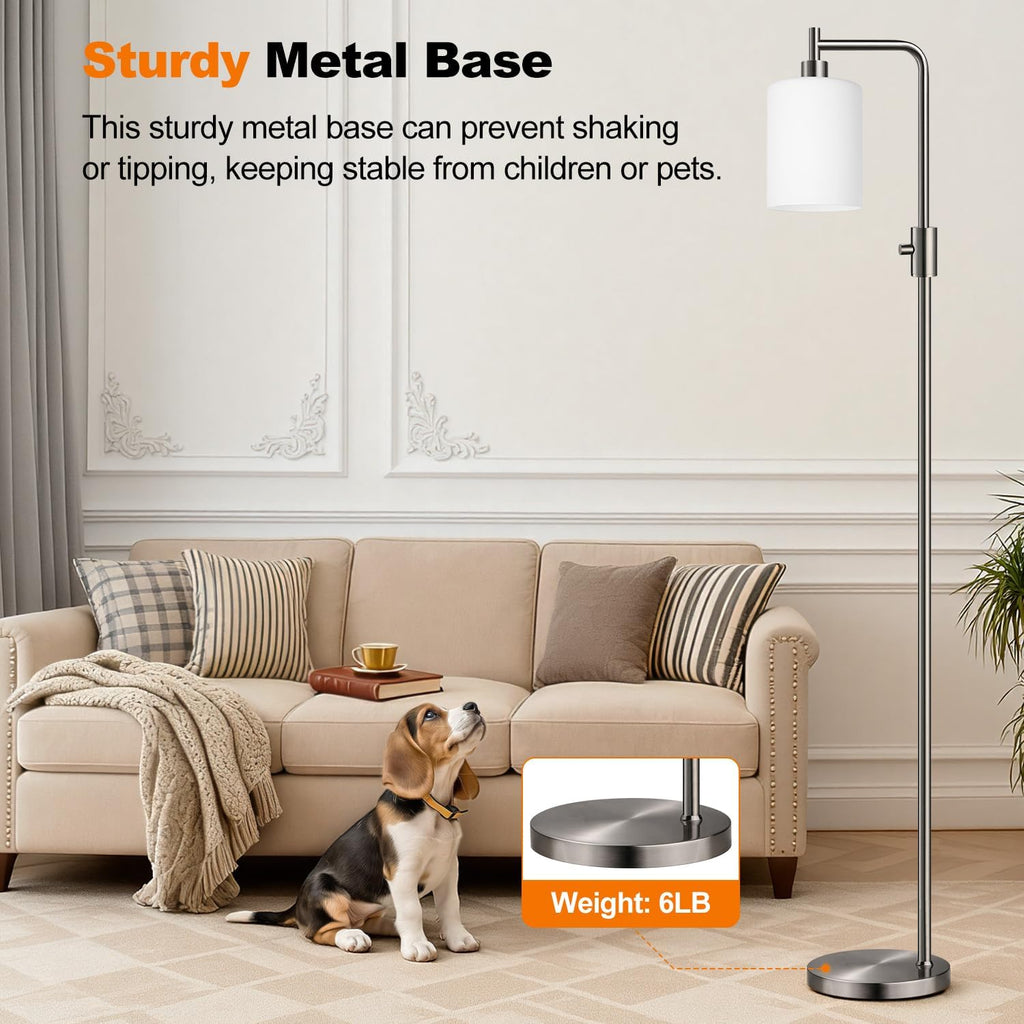 Upgraded】Dimmable Floor Lamps for Living Room with Frosted White Glass Lampshade, Modern Industrial Floor Lamp with 900LM Bulb Included…