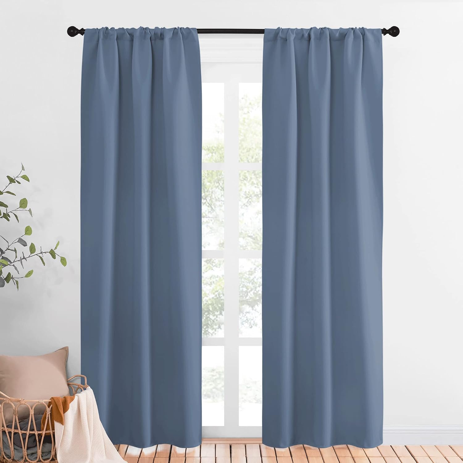 NICETOWN Blackout Curtains Window Draperies - Window Treatment Thermal Insulated Solid Room Darkening Drapes for Bedroom (Stone Blue, Set…