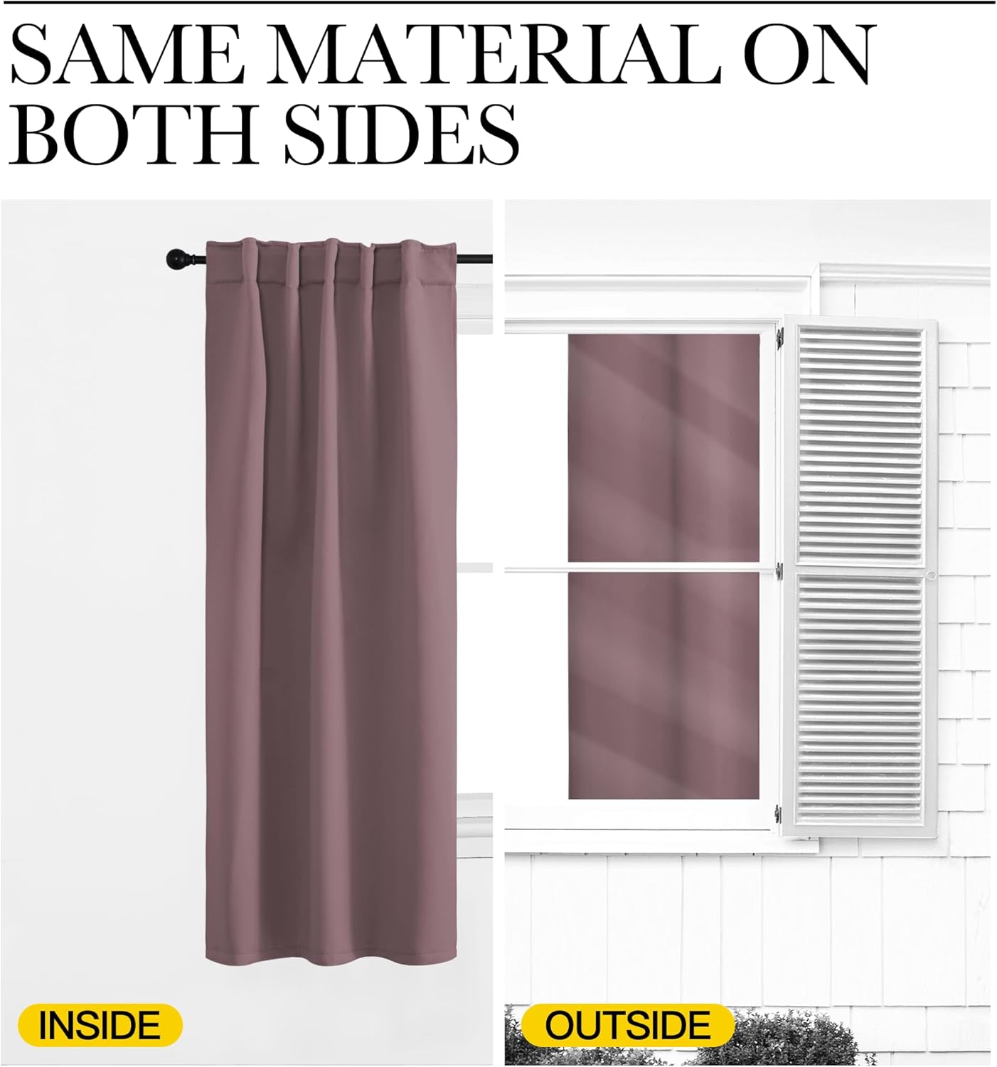 NICETOWN Blackout Curtain Panels for Living Room - (Dry Rose Color) 42x50 inch, 2 Panels Set, Room Darkening Blackout Drapes for Window