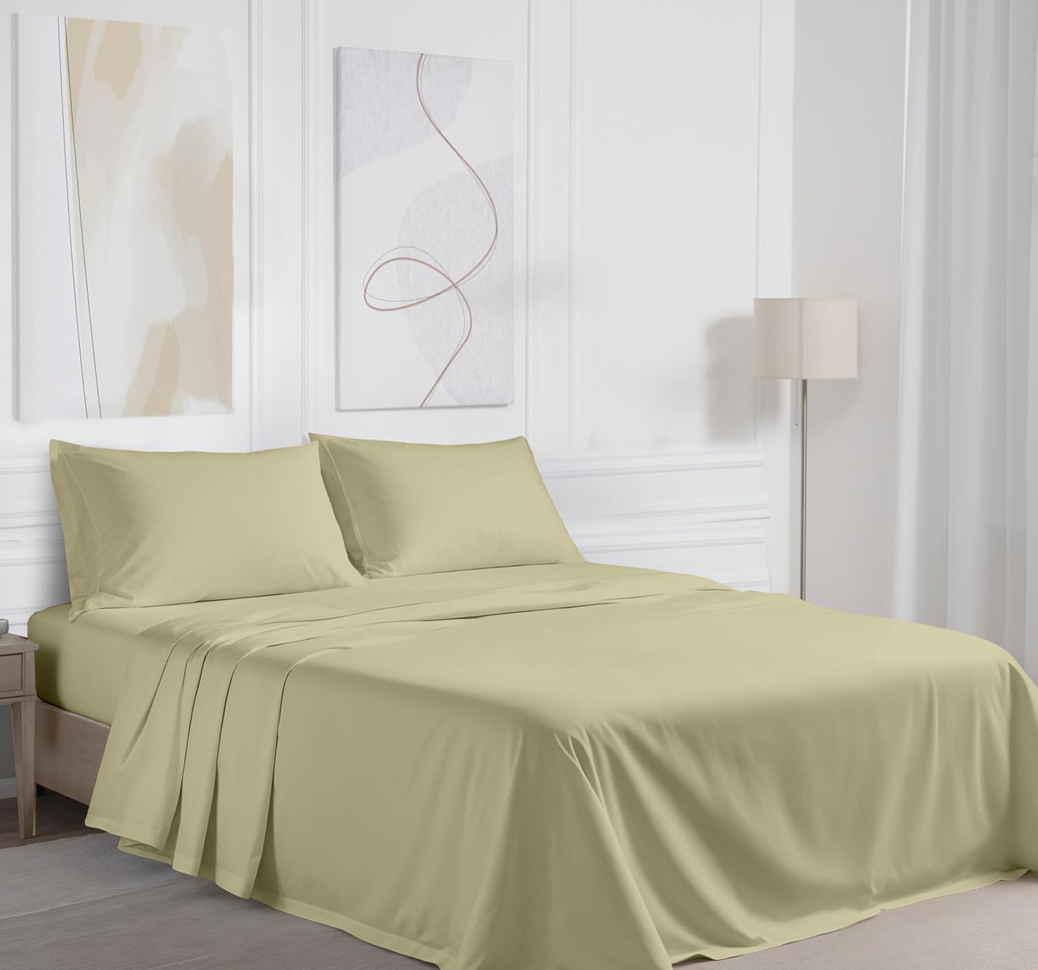 Ruvanti 100% Cotton Percale Sheets Full Size – Crisp Cooling Bed Sheets for Hot Sleepers, Deep Pocket 16”, Soft Breathable & Durable Hotel-…