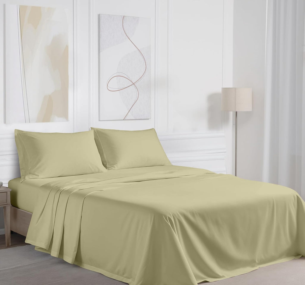 Ruvanti 100% Cotton Percale Sheets Twin Size – Crisp Cooling Bed Sheets for Hot Sleepers, Deep Pocket 16”, Soft Breathable & Durable Hotel-…