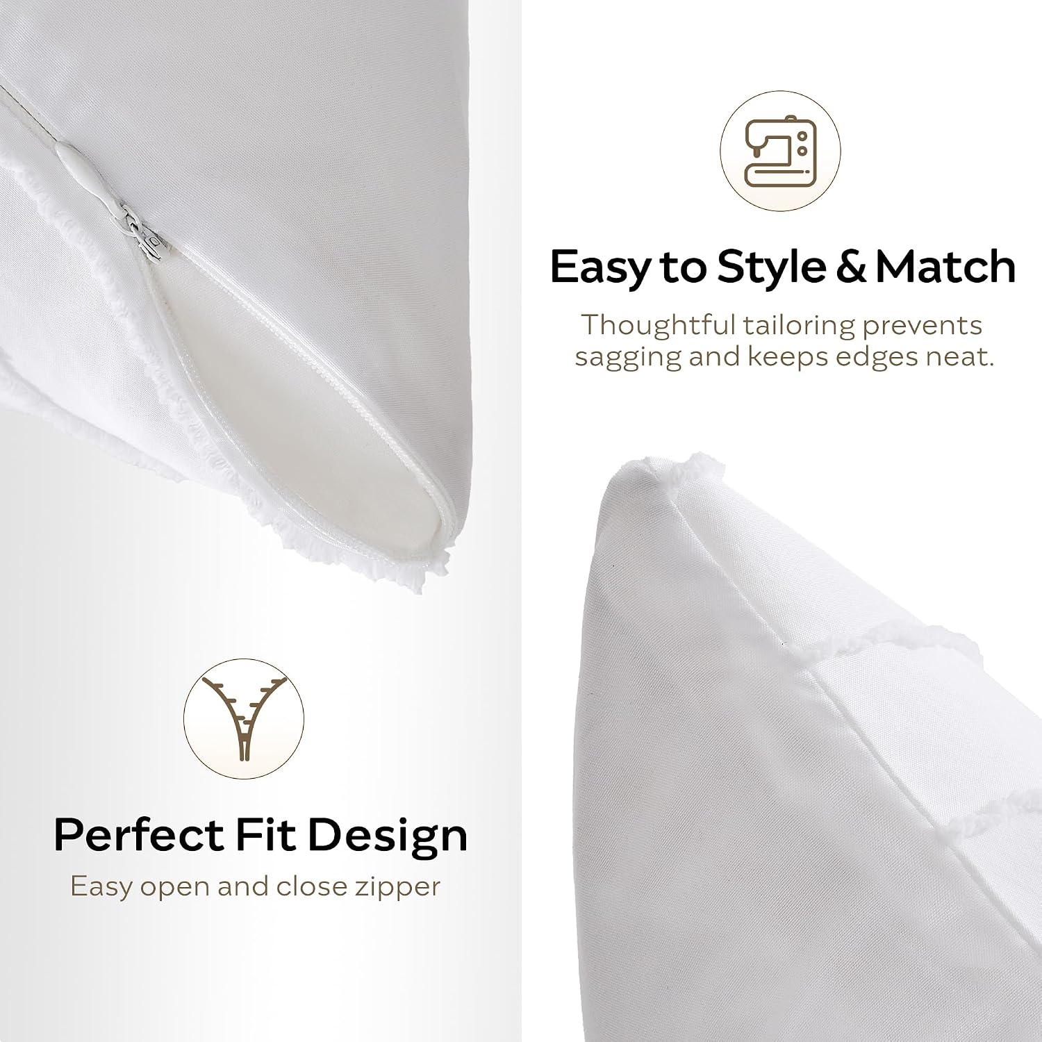 Jellymoni 2 Pack White Pillowcases 12" x20", Soft Microfiber Striped Tufted Pillow Covers(Pillows are not Included) 2 Pack 20 inches White