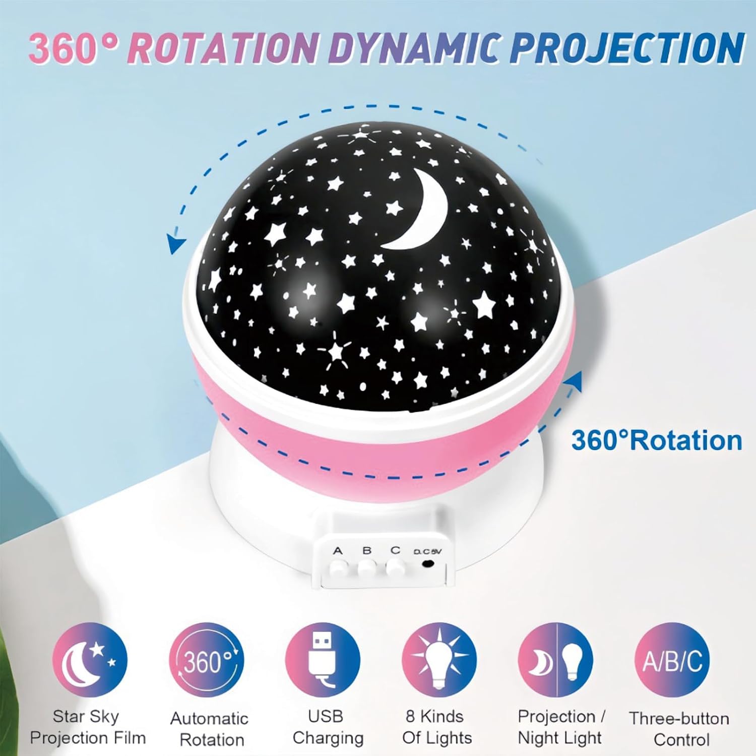 Kids Standard Star Projector Night Light | 360° Rotating LED Color Changing Star Lamp, Sleep Night Light for Bedroom & Nursery, Birthday…