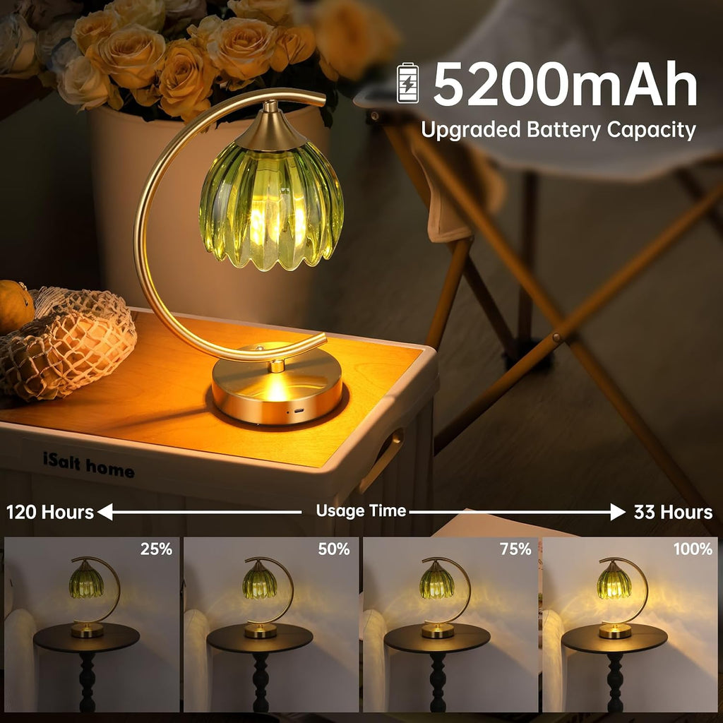 Shenmoyl Set of 2 Tulip Table Lamp, 5200mAh Cordless Touch Control Table Lamp with 3 Color Temps & Stepless Dimming, Rechargeable Battery…