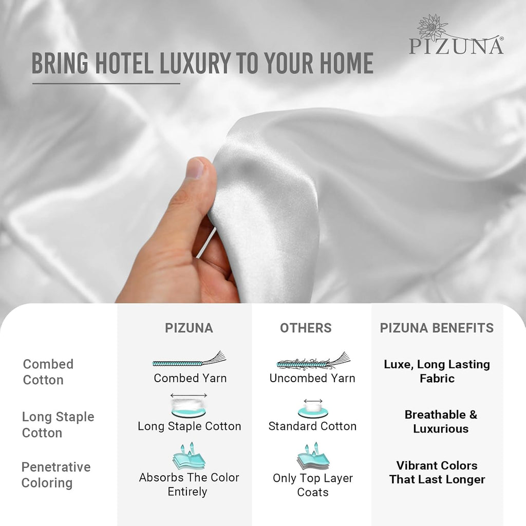 Pizuna Twin Sheet Set 100% Luxury Cotton 800 Thread Count Soft Sateen Weave Breathable Hotel Quality Cooling Bed Sheets Twin Size Bedding S…