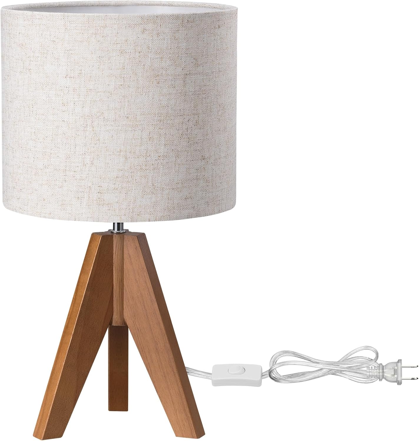 EDISHINE Tripod Table Lamp, Small Cute Bedside Lamp with Linen Beige Lampshade, Nightstand Lamp for Nursery, Bedroom, Kid Room, Living…