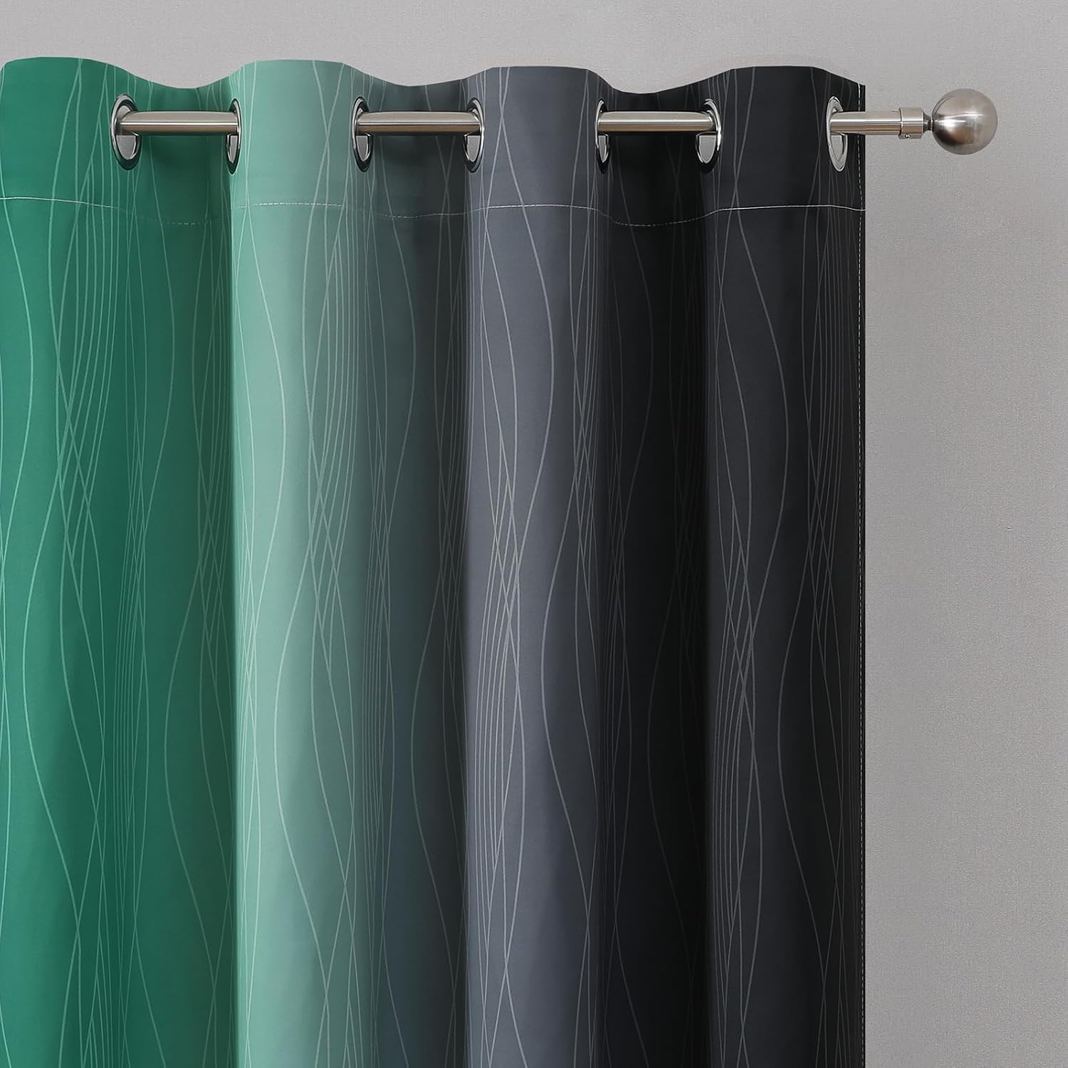 Estelartextiler Estelar Textiler Black and Green Blackout Ombre Curtains for Bedroom 63 Inches Long, Gradient Light Blocking Thermal Insula…