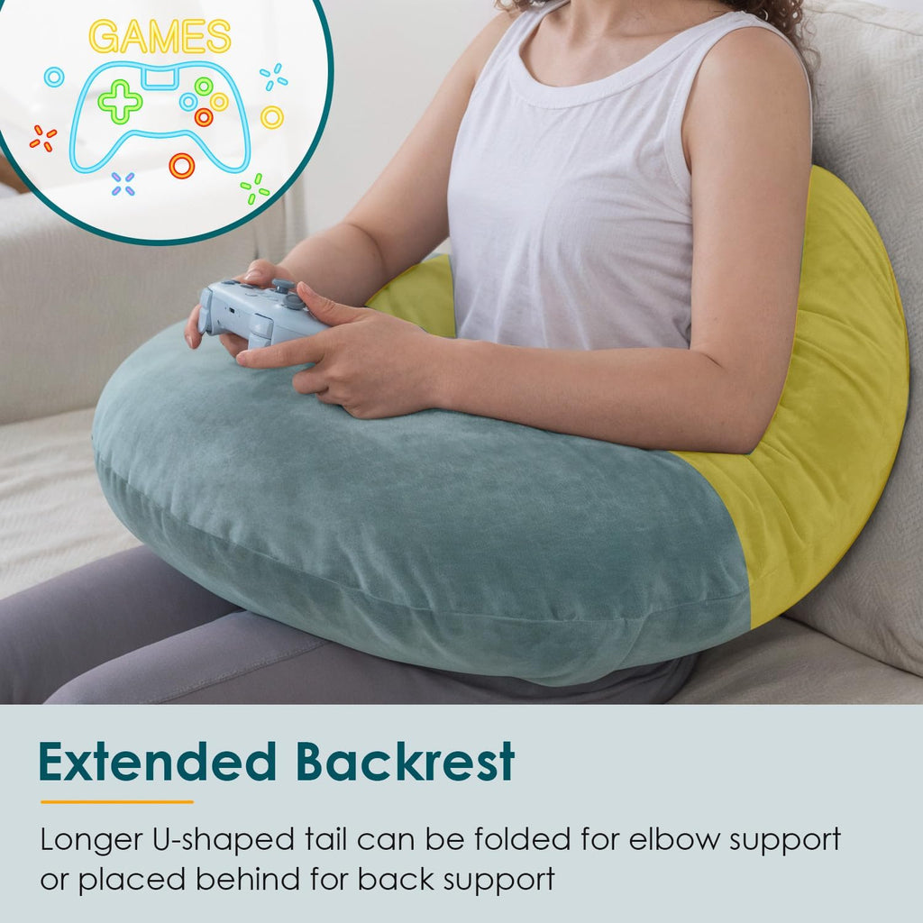 QUEEN ROSE Reading Pillow, Gaming Pillow for Lap, Sitting in Bed or Sofa, Extra Arm Rest for Reading, Playing or Crocheting, Soft Velvet…