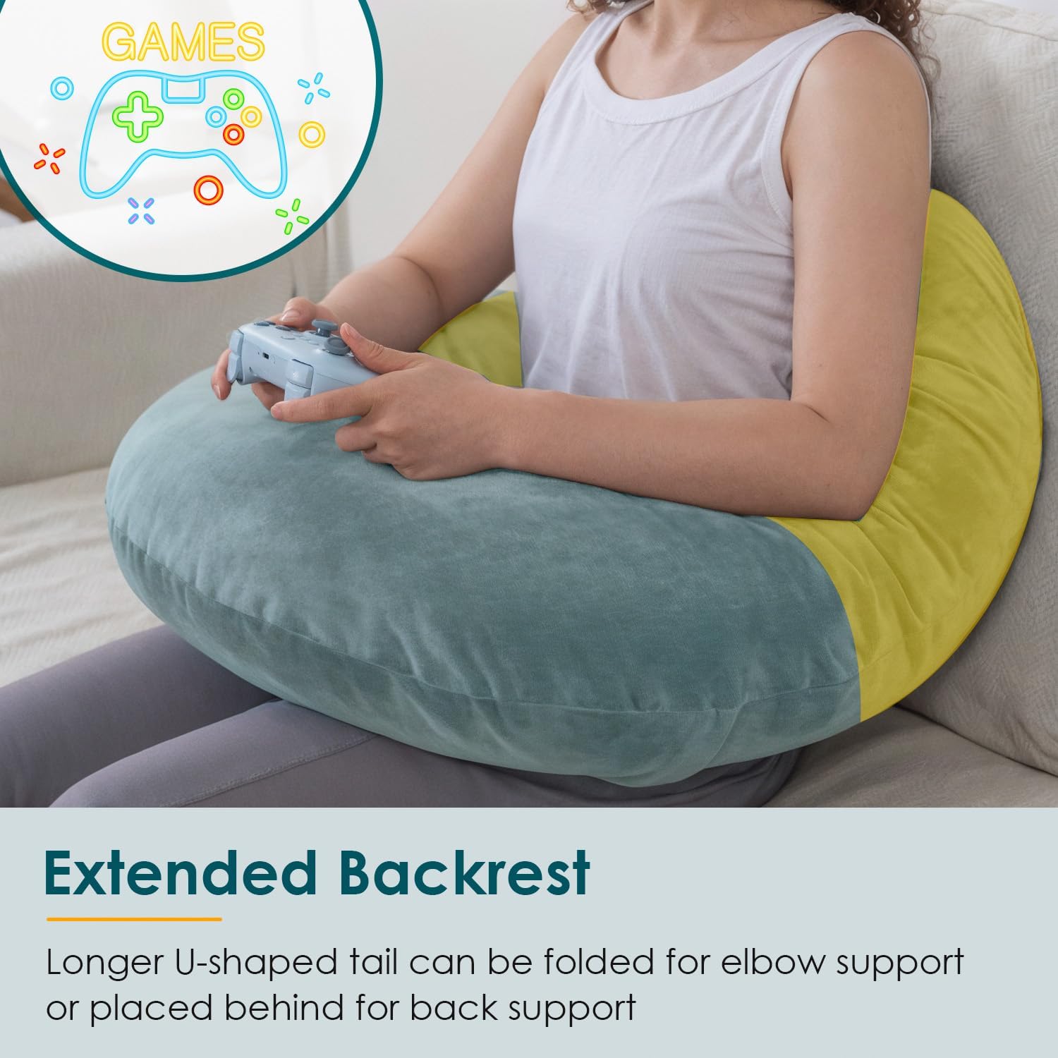 QUEEN ROSE Reading Pillow, Gaming Pillow for Lap, Sitting in Bed or Sofa, Extra Arm Rest for Reading, Playing or Crocheting, Soft Velvet…