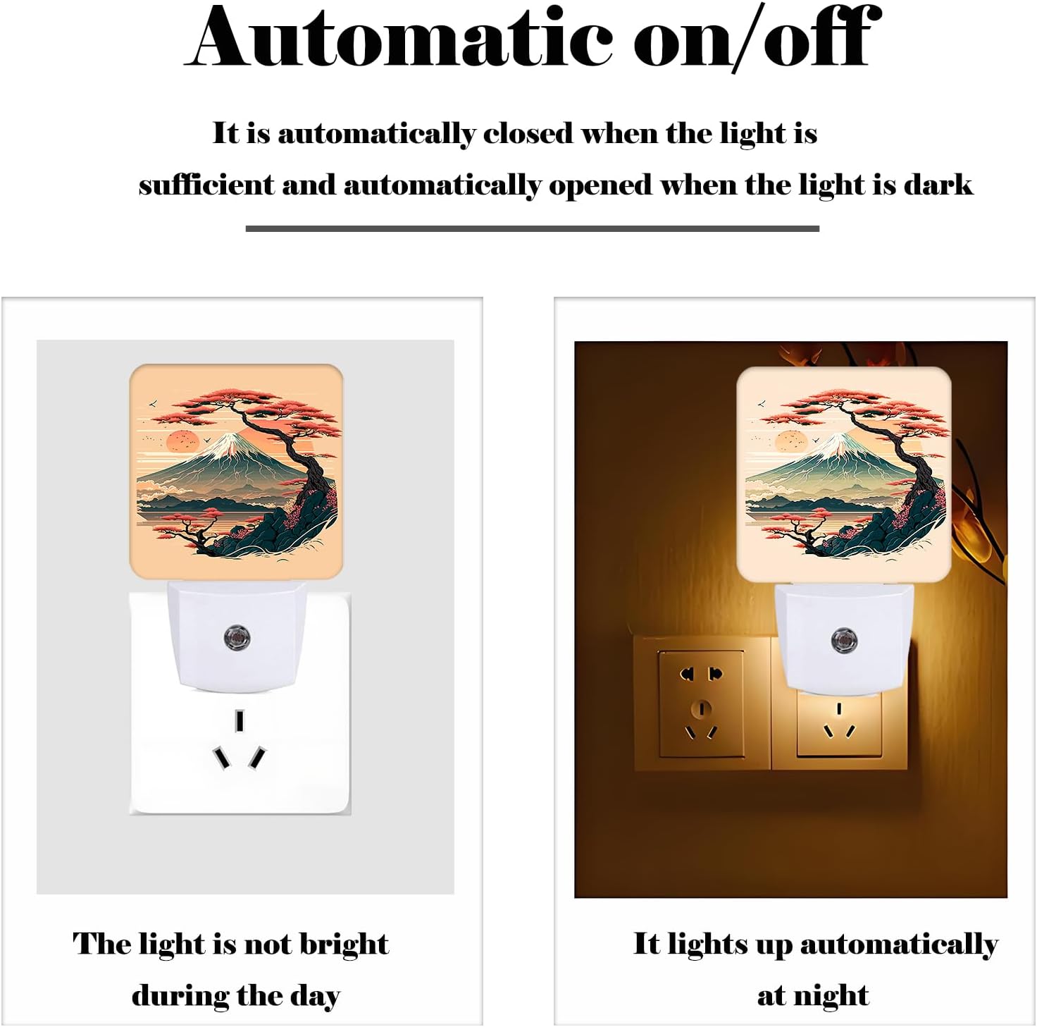 Mount Fuji Night Light, Plug-in Night Lights with Dusk to Dawn Sensor for Stairway, Hallway, Bedroom Sleep Friendly Ideal for…