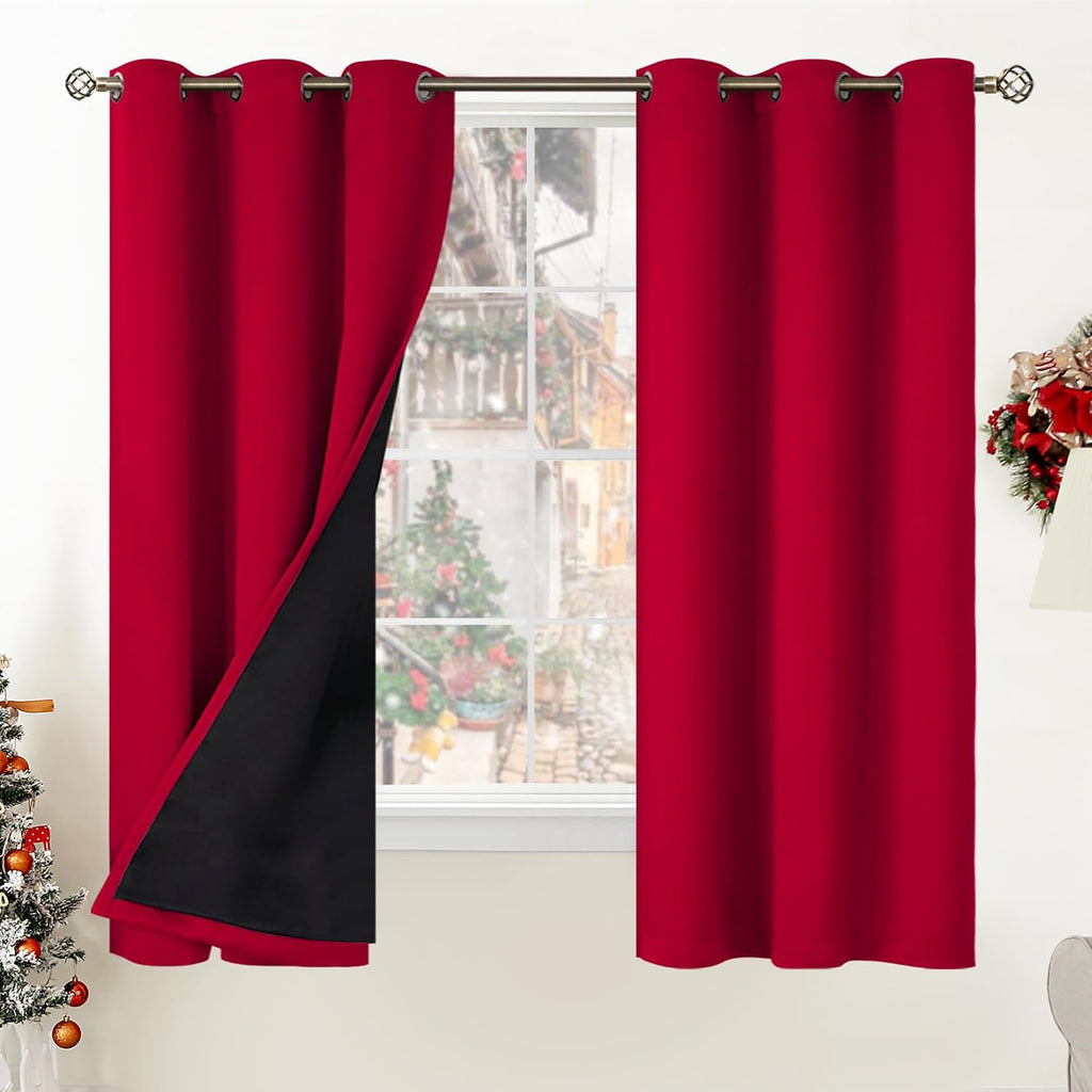 BGment Christmas 100% Blackout Curtains Thermal Insulated with Liner for Living Room Decoration - Grommet Double Layer Energy Saving Bedroo…