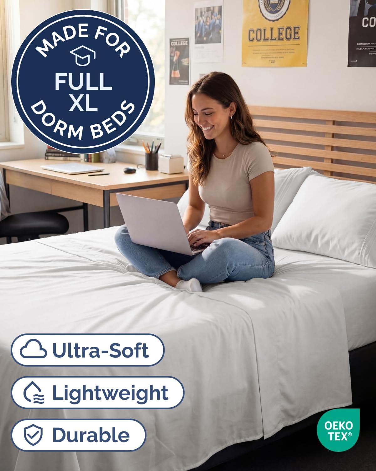 CGKUnlimited Full XL Bed Sheet - 4 Piece Full XL Bed Sheets Set - Ultra-Soft, Breathable & Cooling - Hotel Luxury Bedding for Women & Men w…