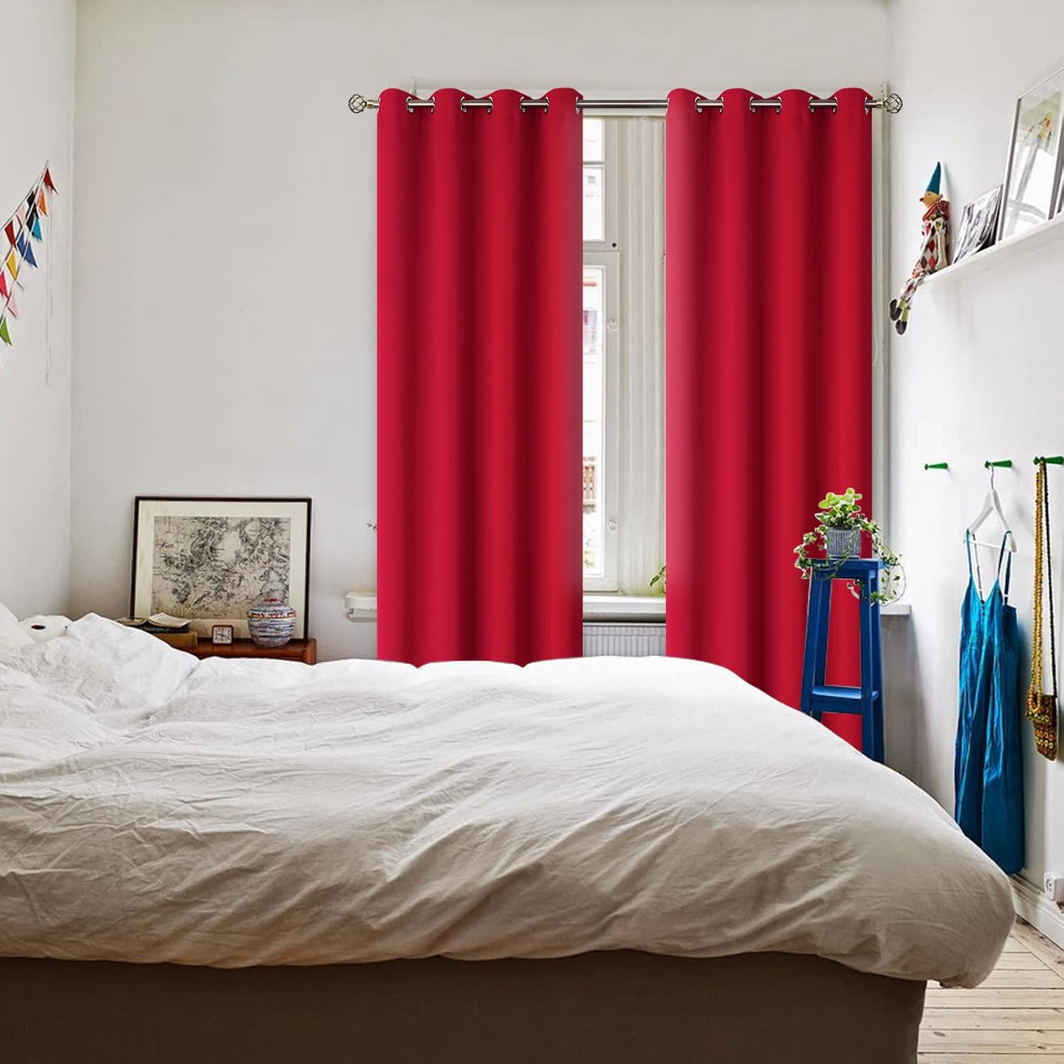 BGment Red Blackout Curtains 72 Inch Length 2 Panels Set, Grommet Thermal Insulated Room Darkening Curtains for Bedroom, Each 46 x 72 Inch…