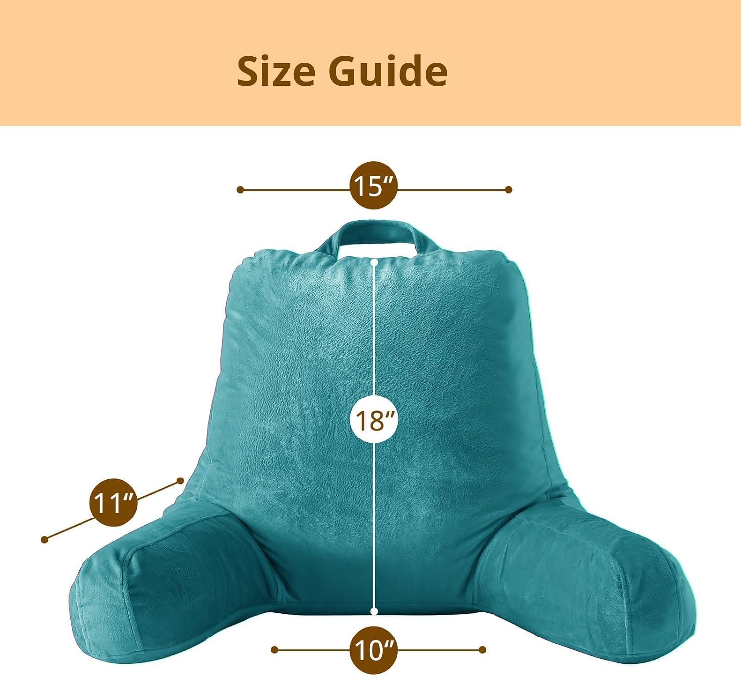 Sasttie Reading Pillow, Velvet Back Pillow for Bed Sitting Up, Adult Back-Rest Support Cushion with Arms for Sit Up on Couch, Sofa, and…
