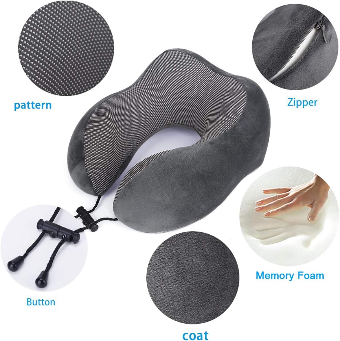 TALLGONeckPillowAlwaysHere TALLGO Travel Pillow, Memory Foam Neck Pillow Head Support Soft Pillow for Sleeping Rest, Airplane Car & Home Us…