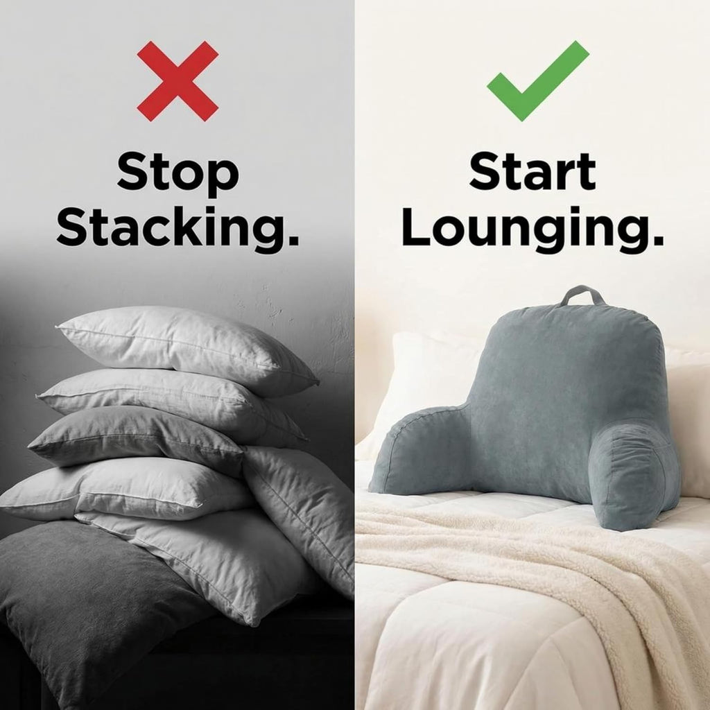 Deluxe Comfort Microsuede Bed Rest - Backrest Pillow with Arms - Bed Rest Pillow - Reading Bedrest Lounger - Sitting Support Pillow - Soft…