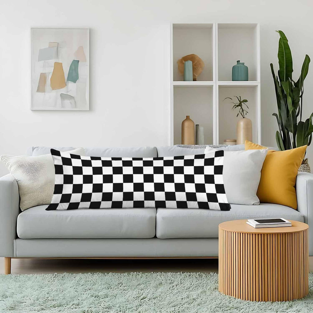 Checkerboard Rectangle Body Pillow Covers Checkered Black White 20"X54" Couch Body Pillow Pillowcase Decorative Home Body Pillows Bed…