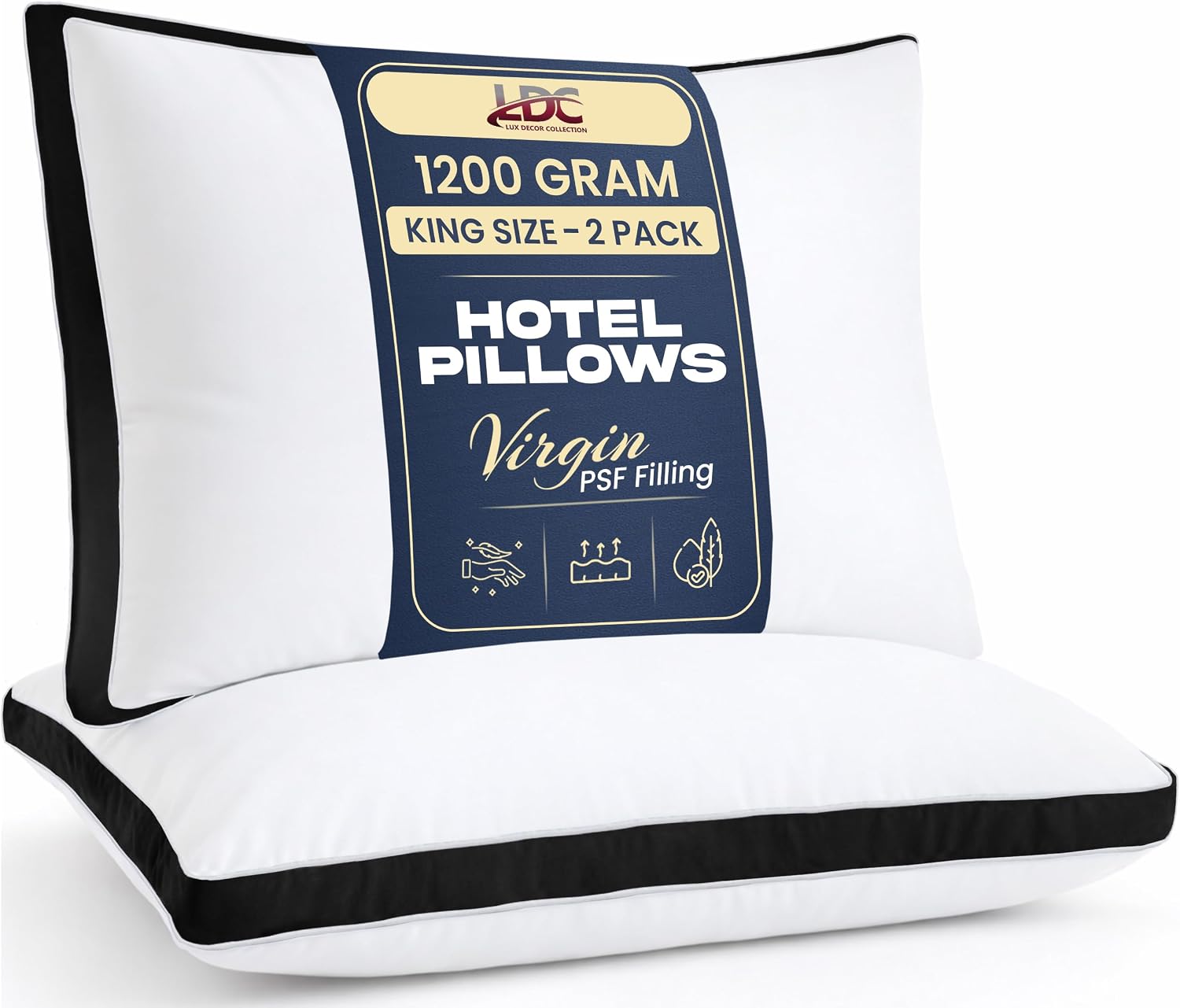 LuxDecorCollection LUX Décor Gusseted Style Soft Hotel Pillows Set of 2 – for Side, Stomach & Back Sleepers - Down Alternative Hotel Bed Pi…