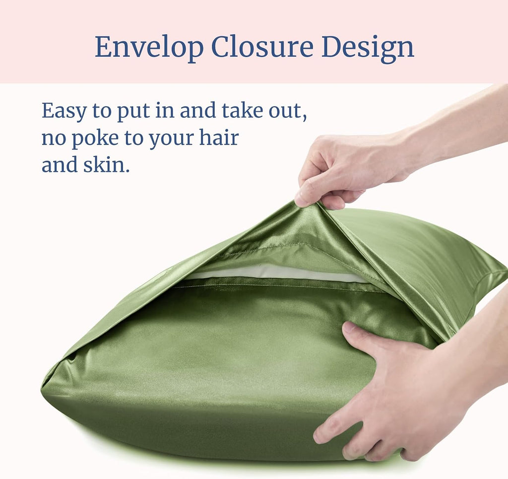Bedelite Satin Pillowcase for Hair and Skin, Super Soft and Cooling Similar to Silk Pillow Cases 2 Pack with Envelope Closure, Gift for Wom…