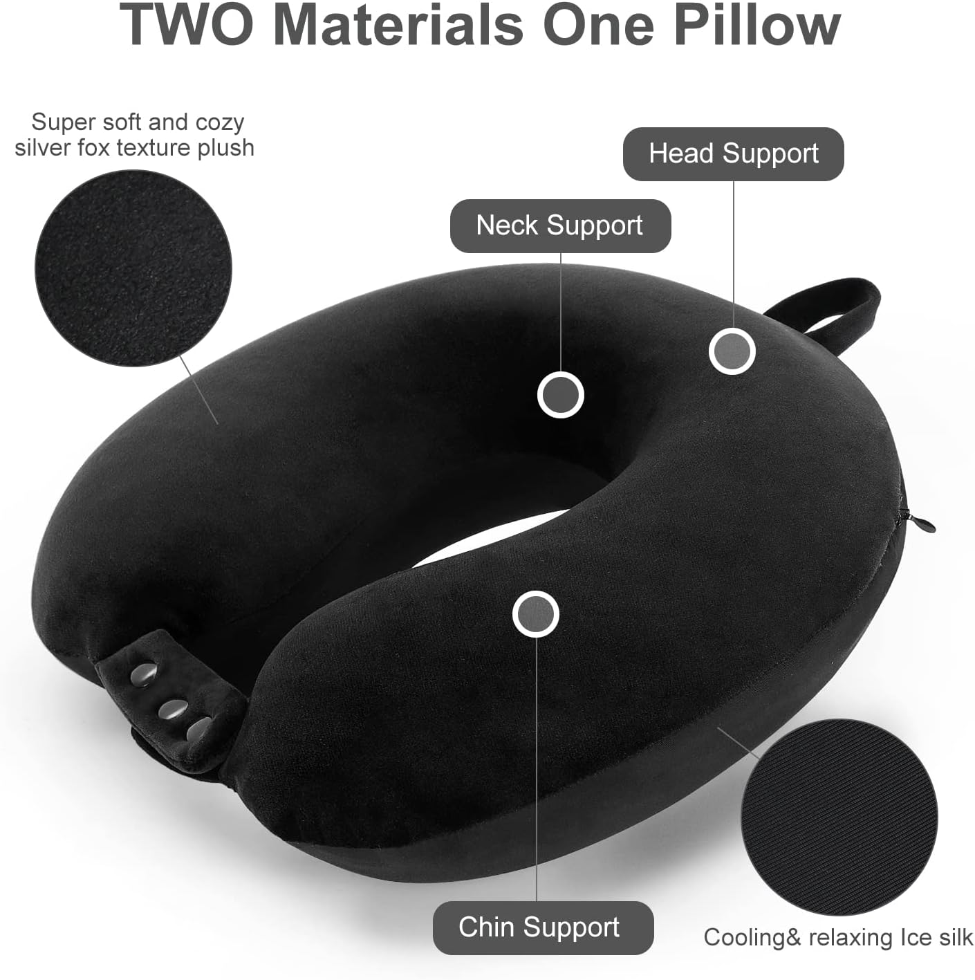 TALLGO Travel Pillow, Best Memory Foam Neck Pillow Head Support Soft Pillow for Sleeping Rest, Airplane Car & Home Use (Black5)