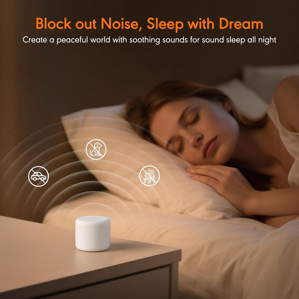 White Noise Sound Machine, Portable White Noise Machine for Sleeping with 18 Soothing Sounds, Timer & Memory Function, for Baby Adults…