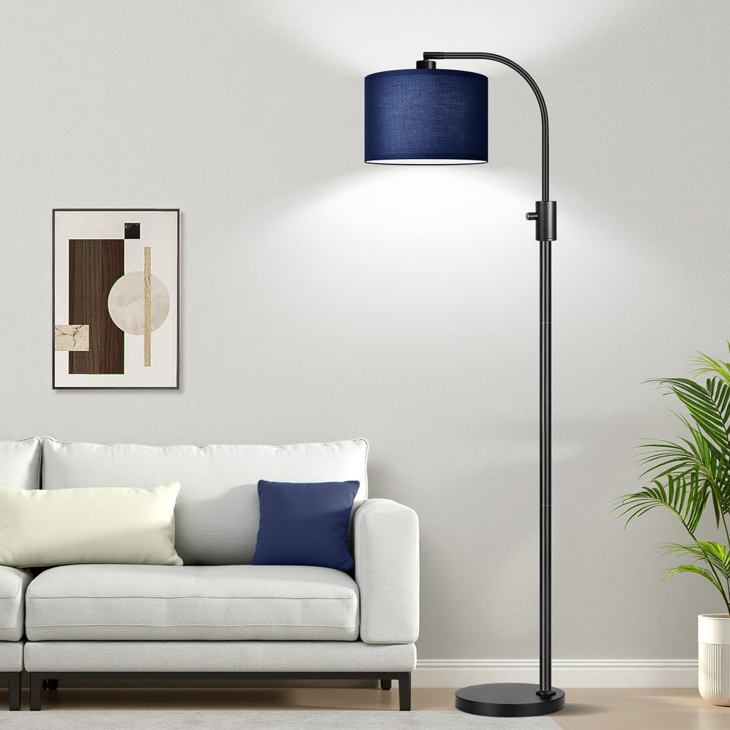 Nintiue Upgraded Modern Arc Dimmable Tall Standing Floor Lamp with Blue Shade, 1200 Lumens LED Bulb Included, for Living & Reading Room…