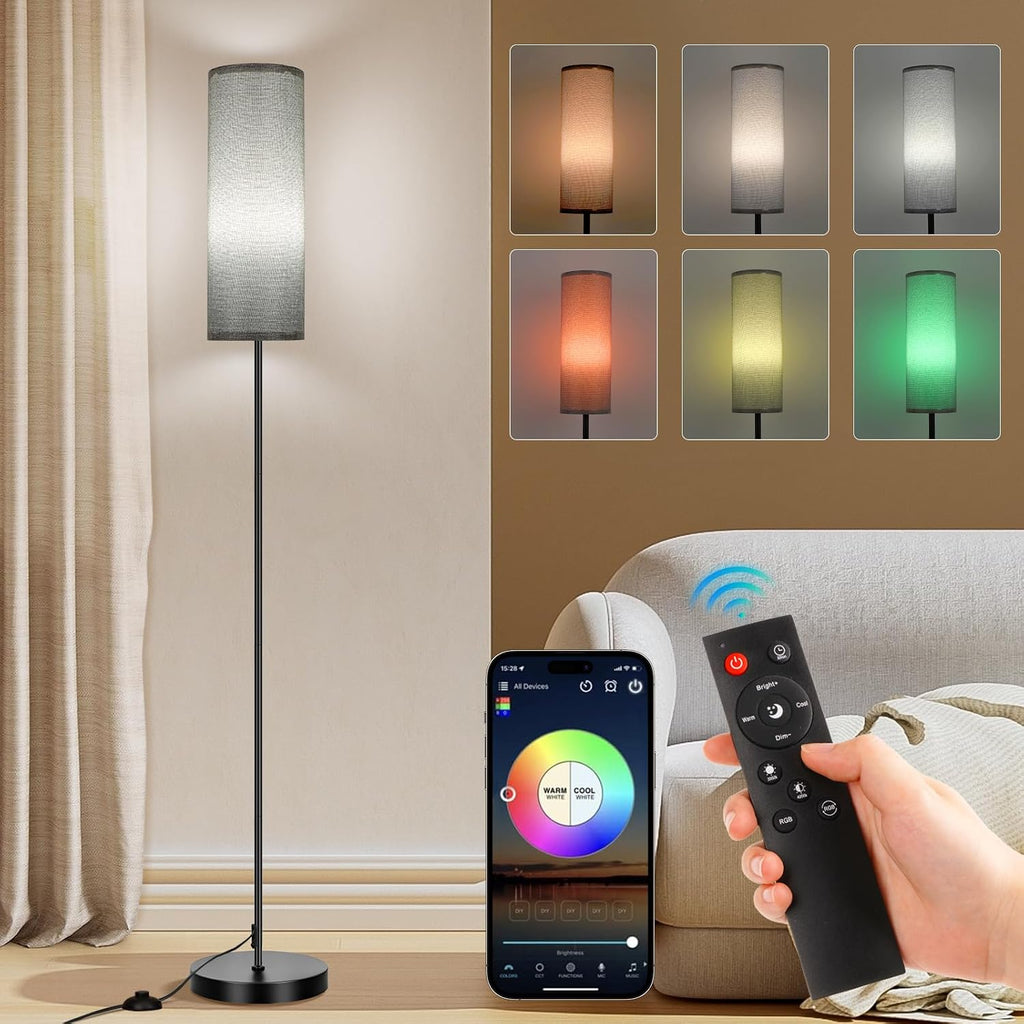 FRIDEKO HOME Gray Floor Lamps for Bedroom, Dimmable Colors Temperature & Brightness, Plug in Modern Floor Lamps for Living Room, Tall…