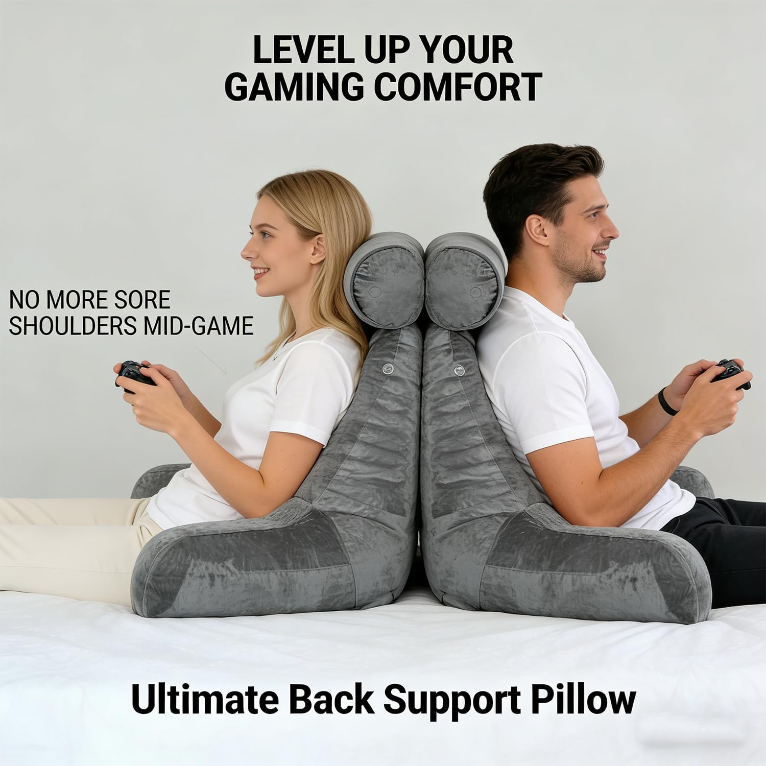 mittaGonG Extra Large Reading Pillow for Sitting in Bed Adult with Detachable Neck Support Cushion & Backrest Pillow for Bed with Arms and…
